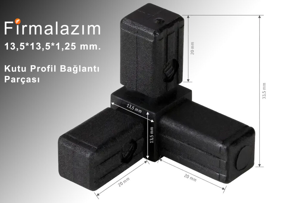 13'5 mm’lik 3’lü Kutu Profil Bağlantı Parçası