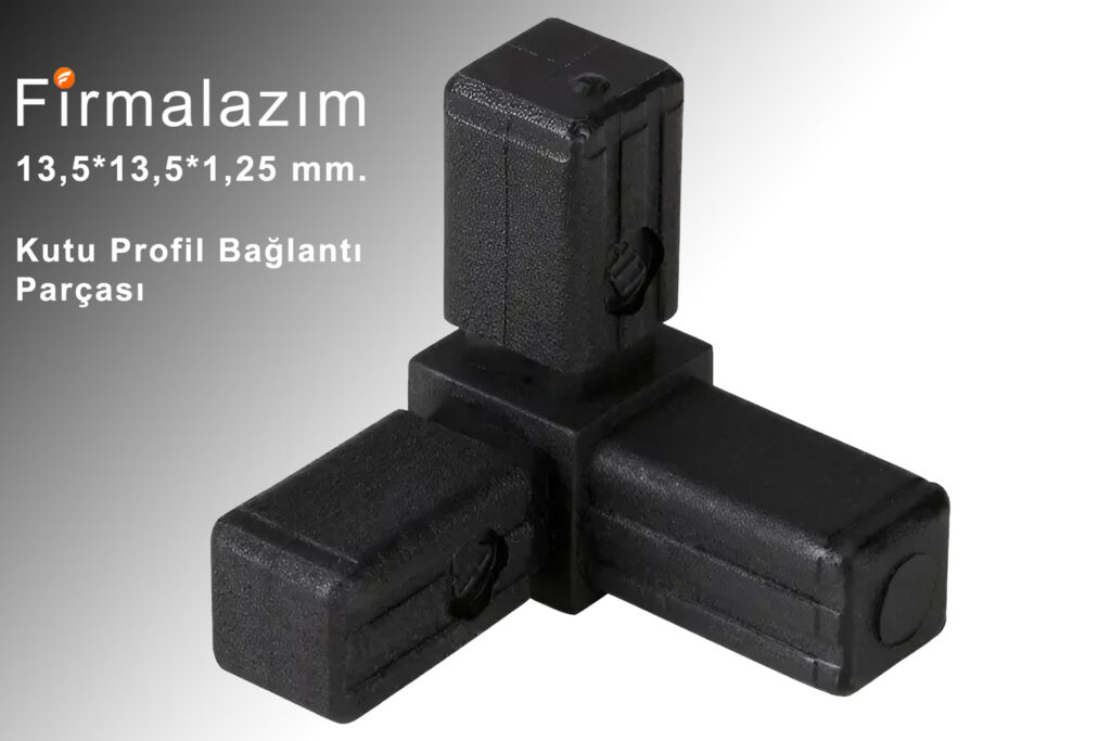13’5 mm’lik 3’lü Kutu Profil Bağlantı Parçası